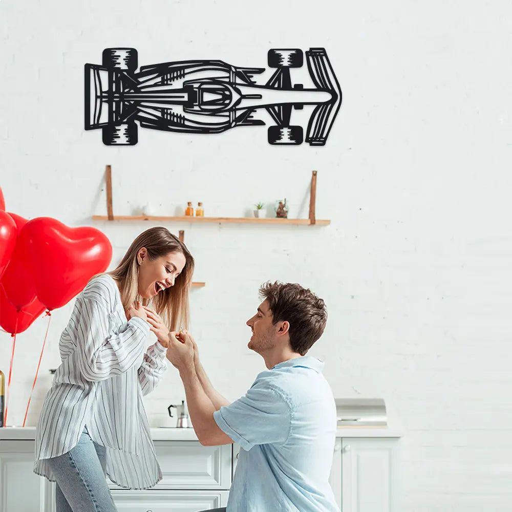 [Unique Racing Car Wall Decor] 1Pc Art Deco Car Silhouette Metal Wall Art - Sleek Racing Sculpture for Car Enthusiasts