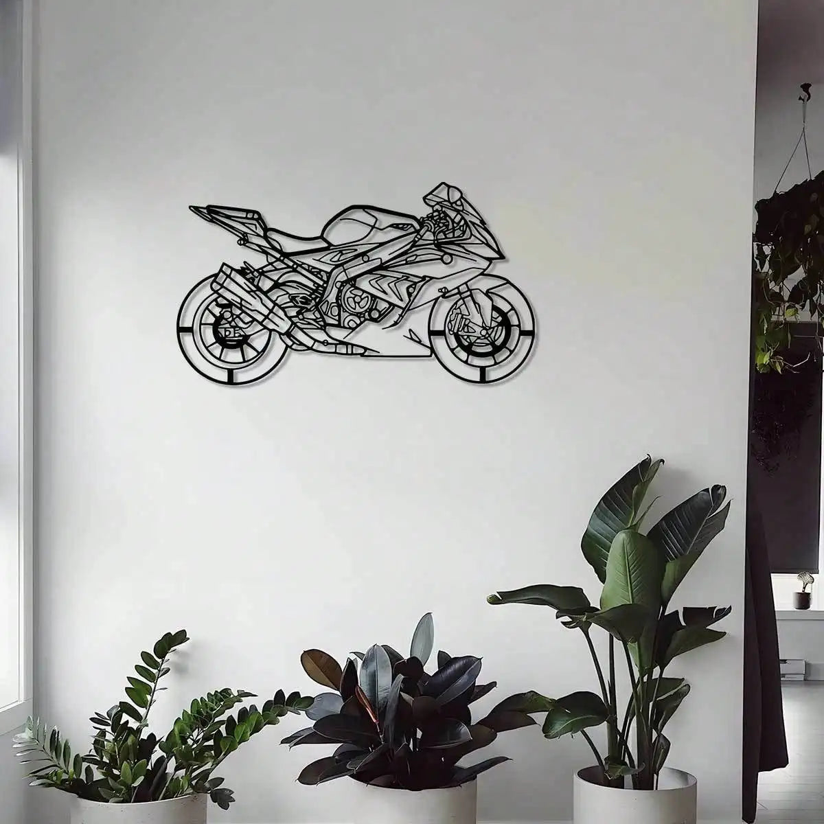 Bohemian Style Metal Motorcycle Wall Art - 11.81" Outdoor Sculpture for Garden, Patio & Living Room Decor