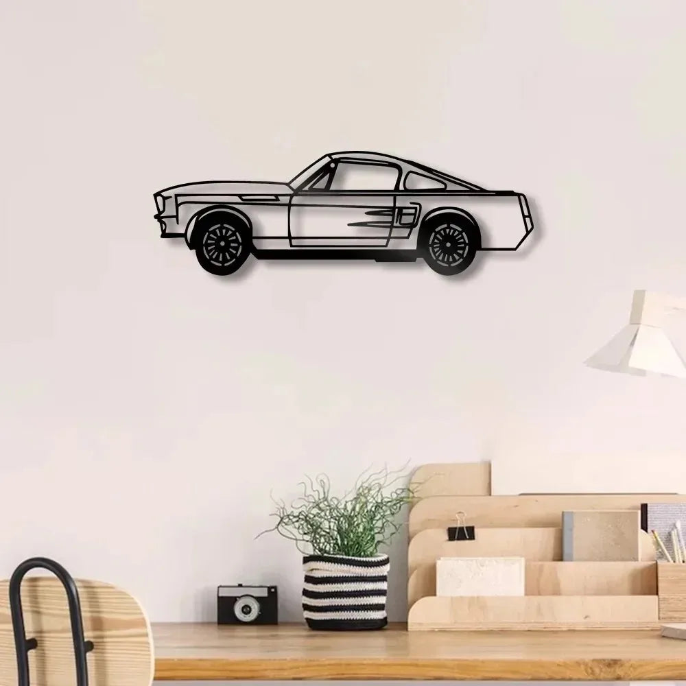 CARS Metal Wall Art Black Silhouette Hanging Sign Garage Bar Kitchen Man Cave Decor
