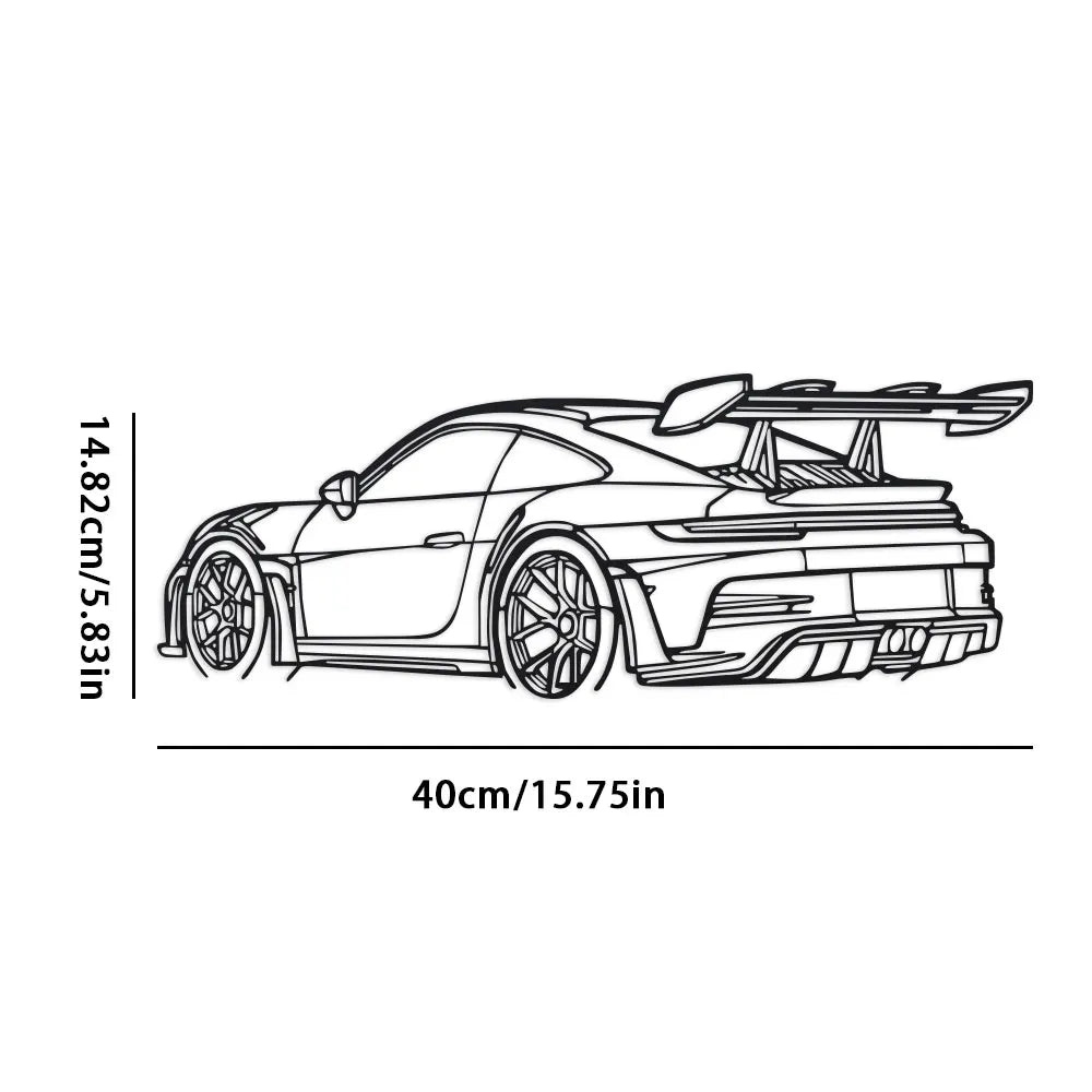 Porche-Inspired (rear view) Metal Wall Art 