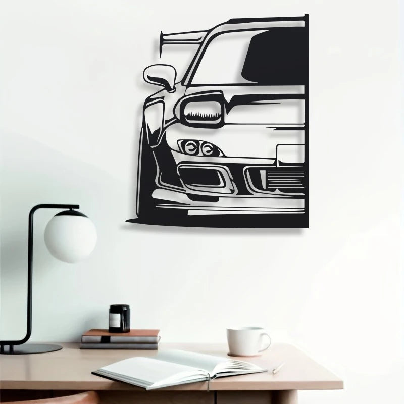RX7 Metal Car Wall Art | Automotive Gift for Men'S Space | Birthday, Home Decoration, Themed Party，1Pc Metal Wall Decor