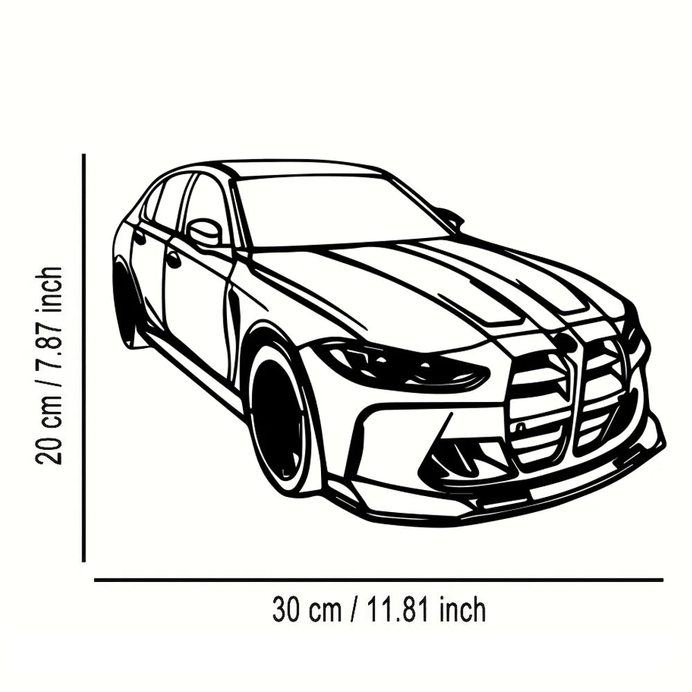 Modern Luxury Car Metal Wall Art - Sleek Black Iron Design with Red Accents, Perfect for Office, Living Room, Bedroom, Terrace