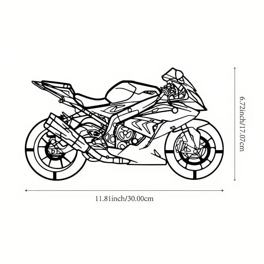 Bohemian Style Metal Motorcycle Wall Art - 11.81" Outdoor Sculpture for Garden, Patio & Living Room Decor