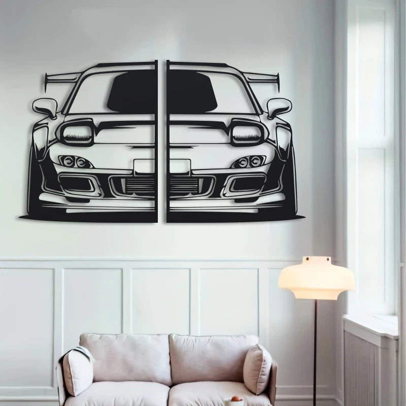 RX7 Metal Car Wall Art | Automotive Gift for Men'S Space | Birthday, Home Decoration, Themed Party，1Pc Metal Wall Decor