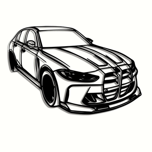 Modern Luxury Car Metal Wall Art - Sleek Black Iron Design with Red Accents, Perfect for Office, Living Room, Bedroom, Terrace